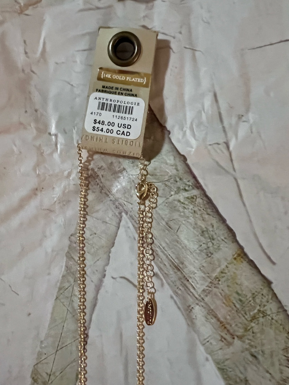 Anthropologie Fringed Crystal Pendant Necklace - NWT - Gold - Picture 14 of 15